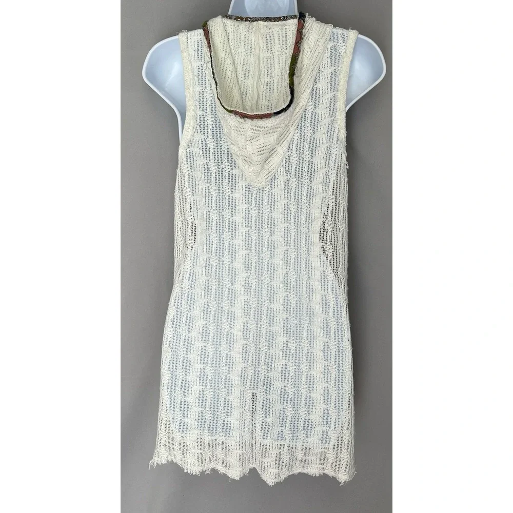 Free People Hooded Tunic‎ Crochet Textured Beach/Coastal/Cowgirl/Boho  Small